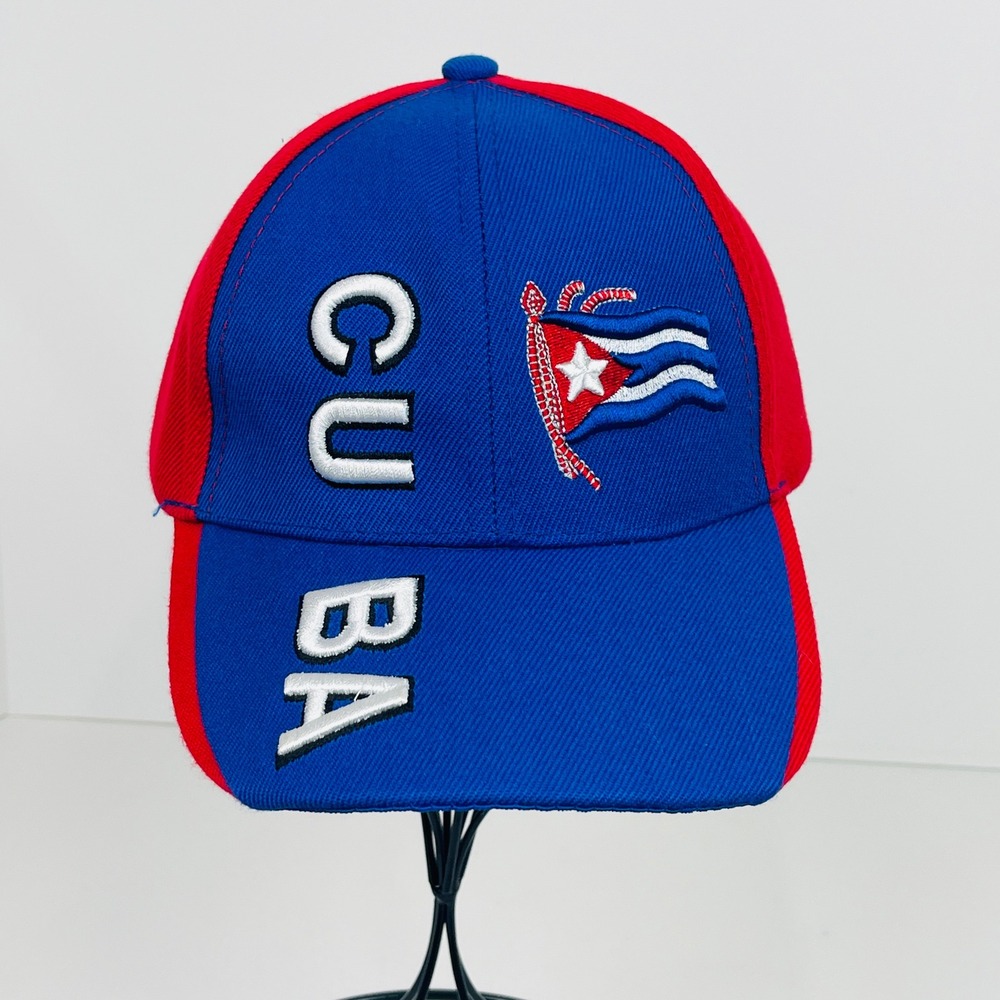 Cuba Baseball Cap Unisex OS Adjustable Blue Red Flag Embroidery Sport Excellent